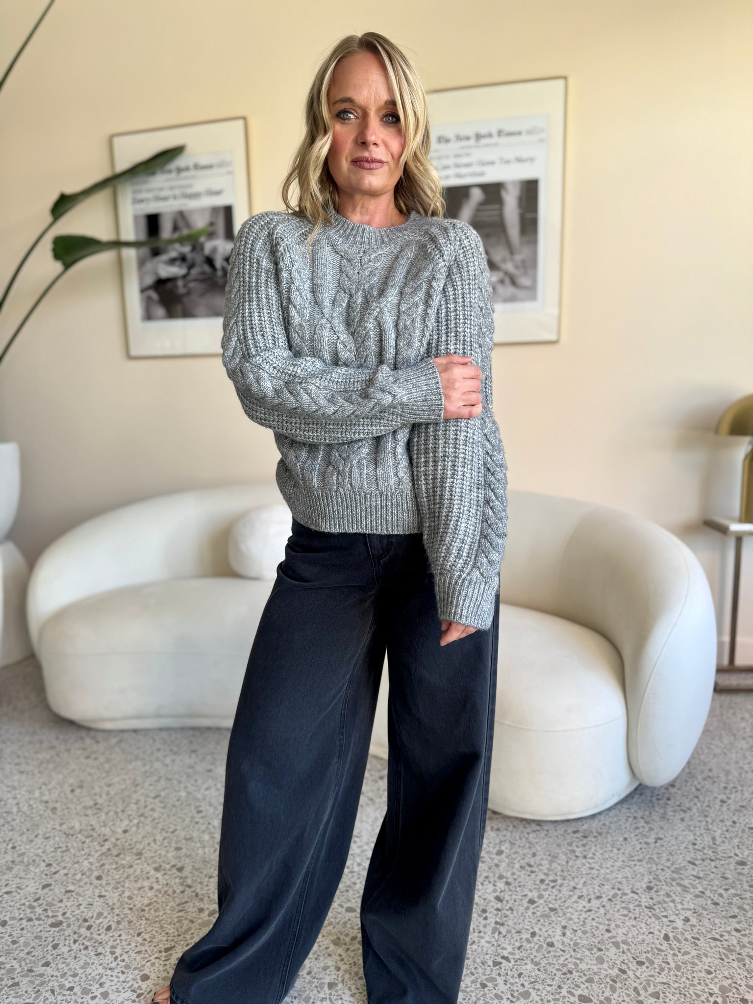 Vero Moda Jada O Neck Cable Pullover Sweater