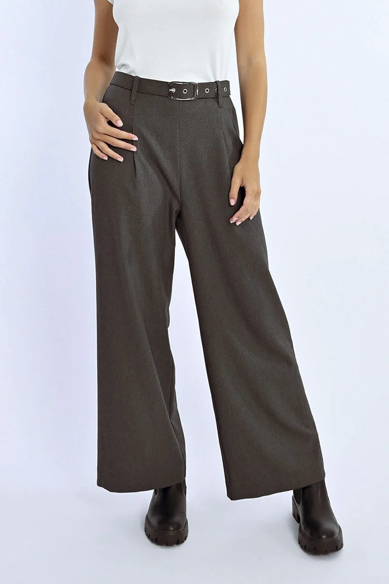 Molly Bracken High Waisted Wide Leg Pant GRY