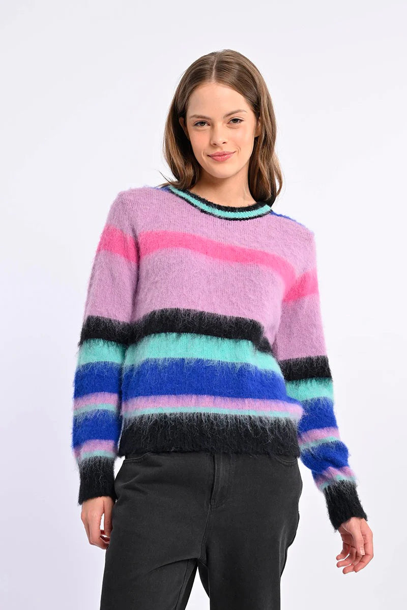 Molly Bracken Striped Plush Sweater MUL