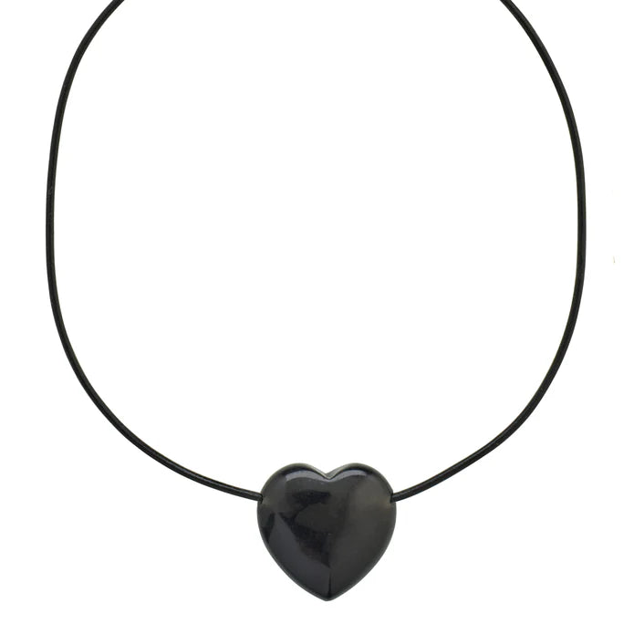 Pilgrim Stay Agate Heart Necklace BLK