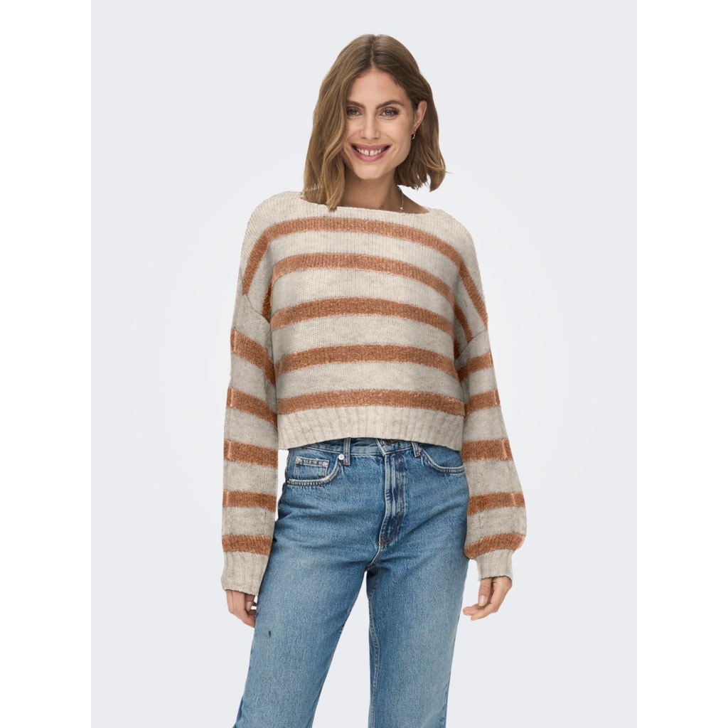 ONLY Aya Boat Neck Boxy Stripe Sweater