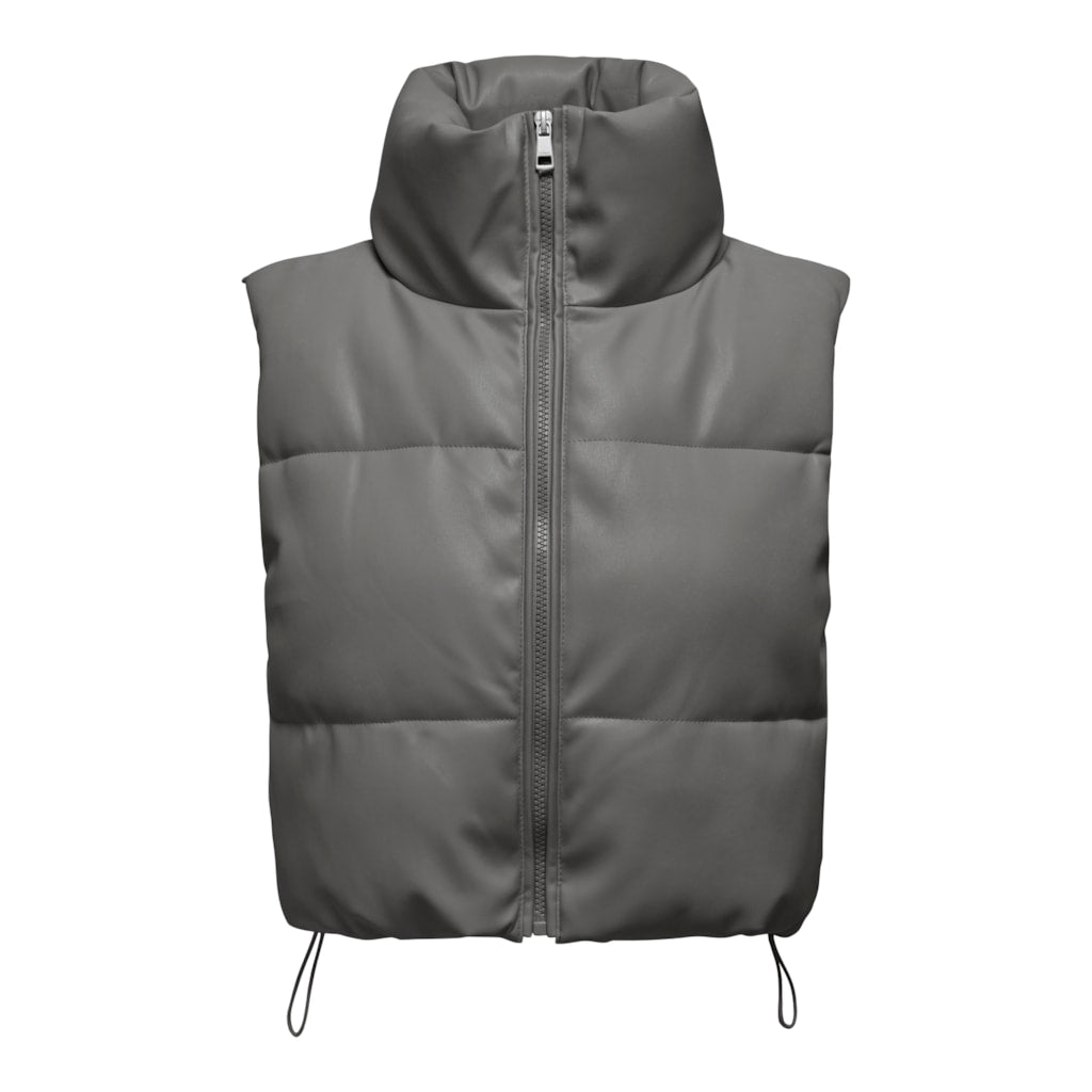 ONLY Elsie Faux Leather Puffer Vest