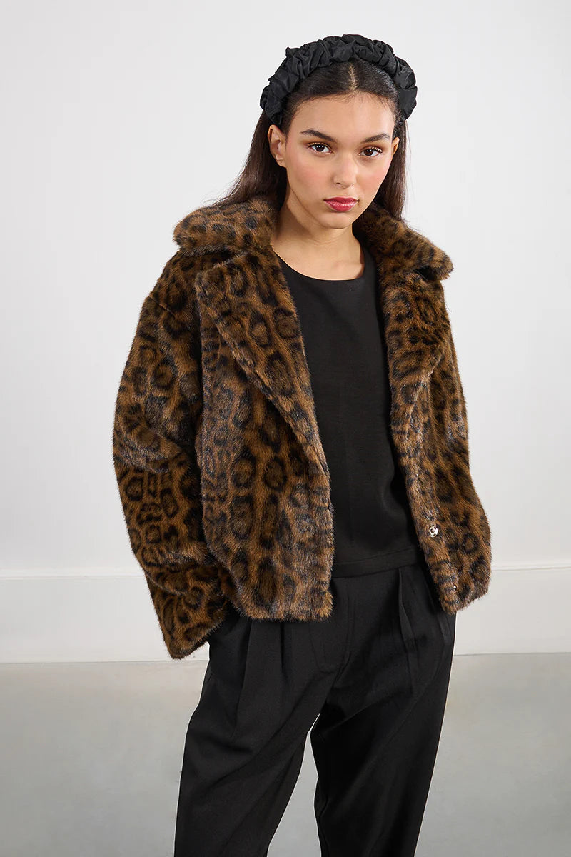 Molly Bracken Short Fur Coat LEOPARD