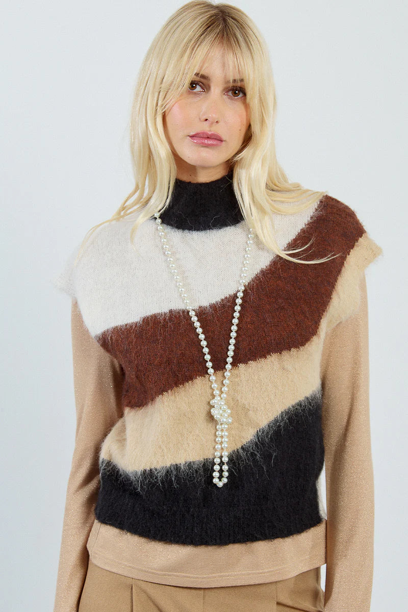 Molly Bracken Fuzzy Sweater Vest BLK