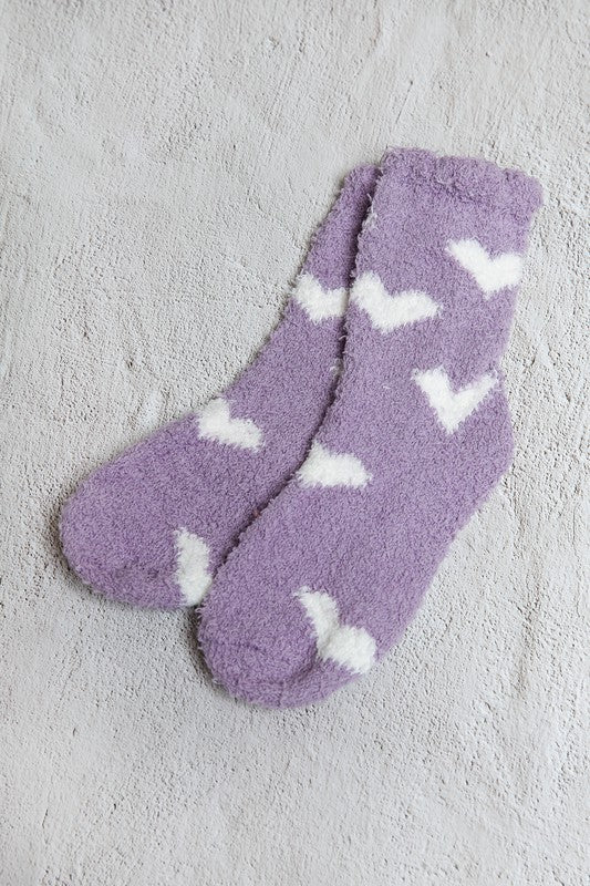 Jenny Joans Plush Heart Fuzzy Socks