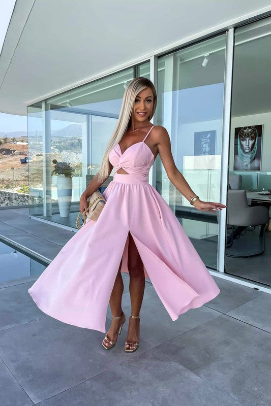 JJTL Melodi Cutout Midi Dress LT PNK