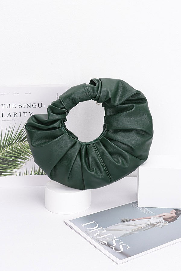 JJTL Cal Pleat Knot Handle Clutch GRN