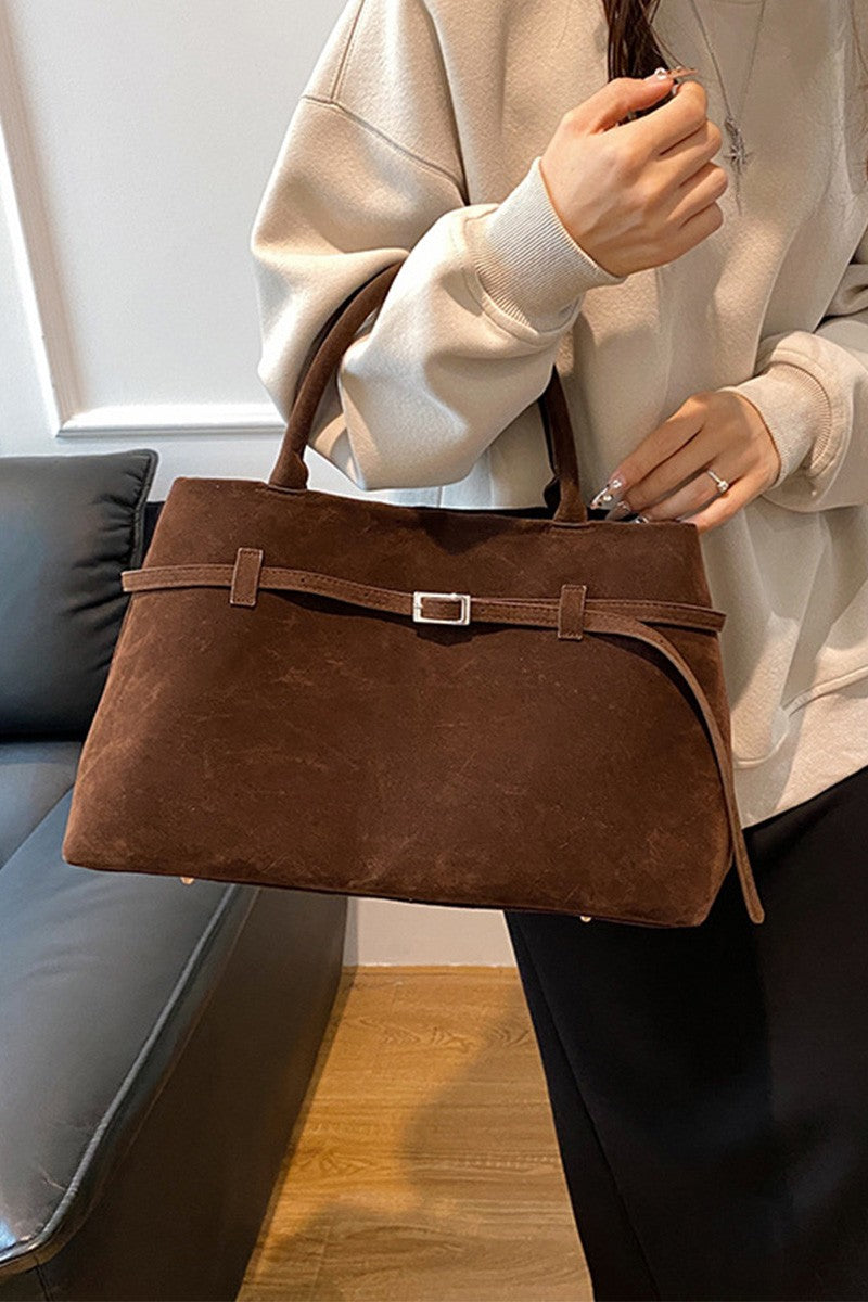 JJTL Belt Buckle Tote Shoulder Bag BRN