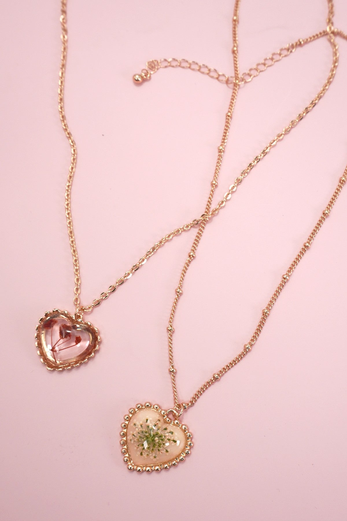JJTL Pressed Flower Heart Necklace
