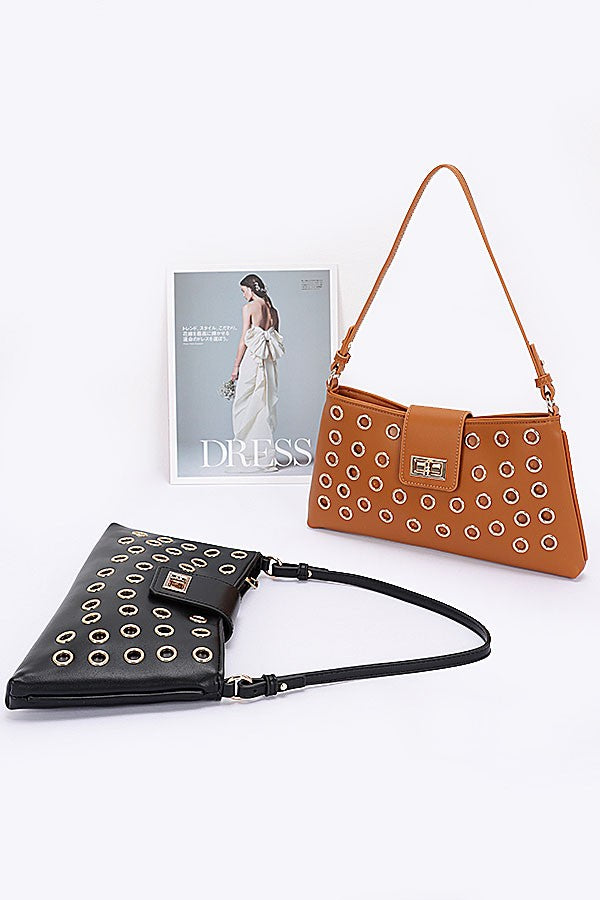 JJTL Camille Eyelet Studded Shoulder Bag