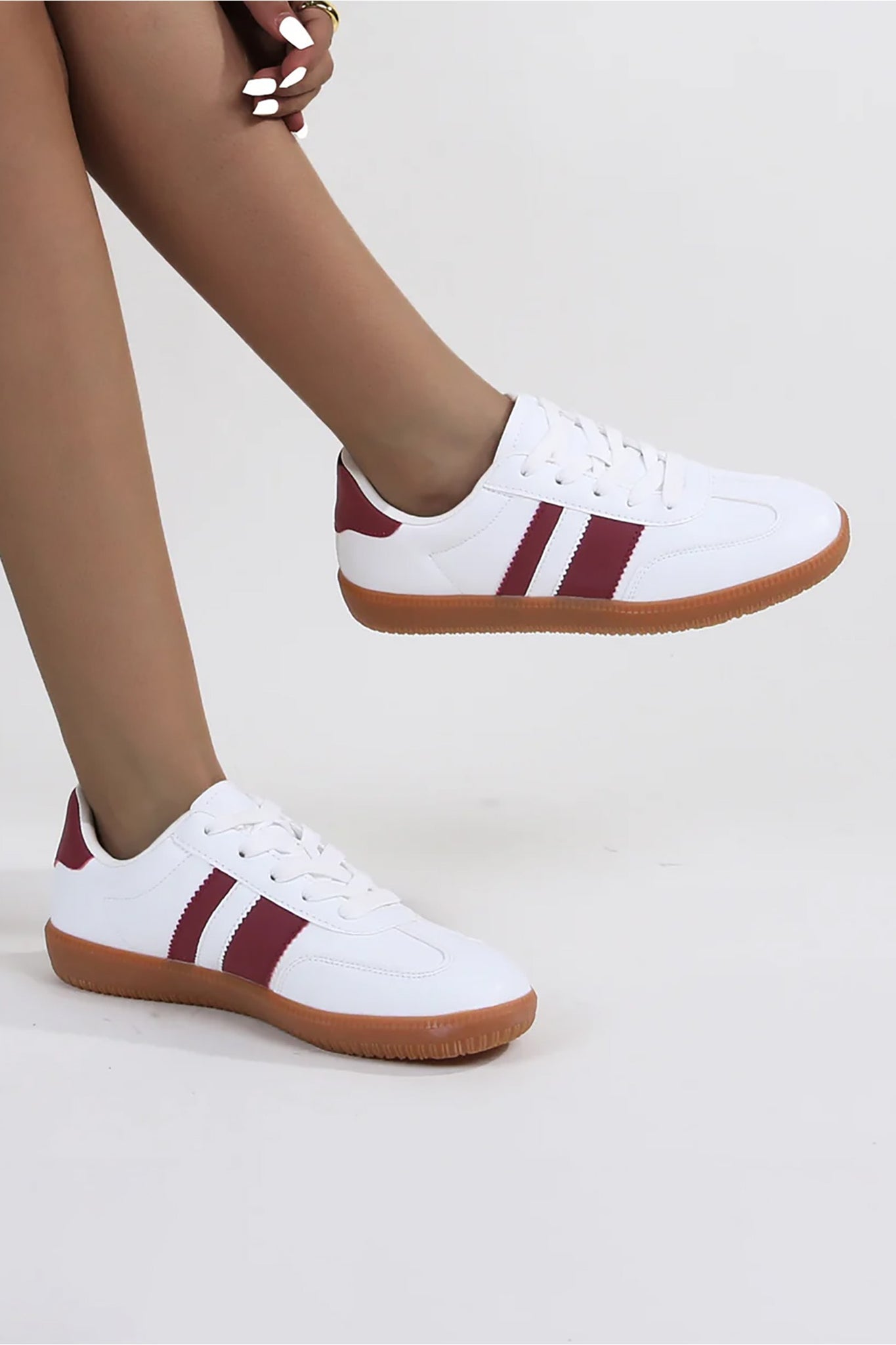 JJTL Luella 2 Stripe Sneakers BURG/WHT