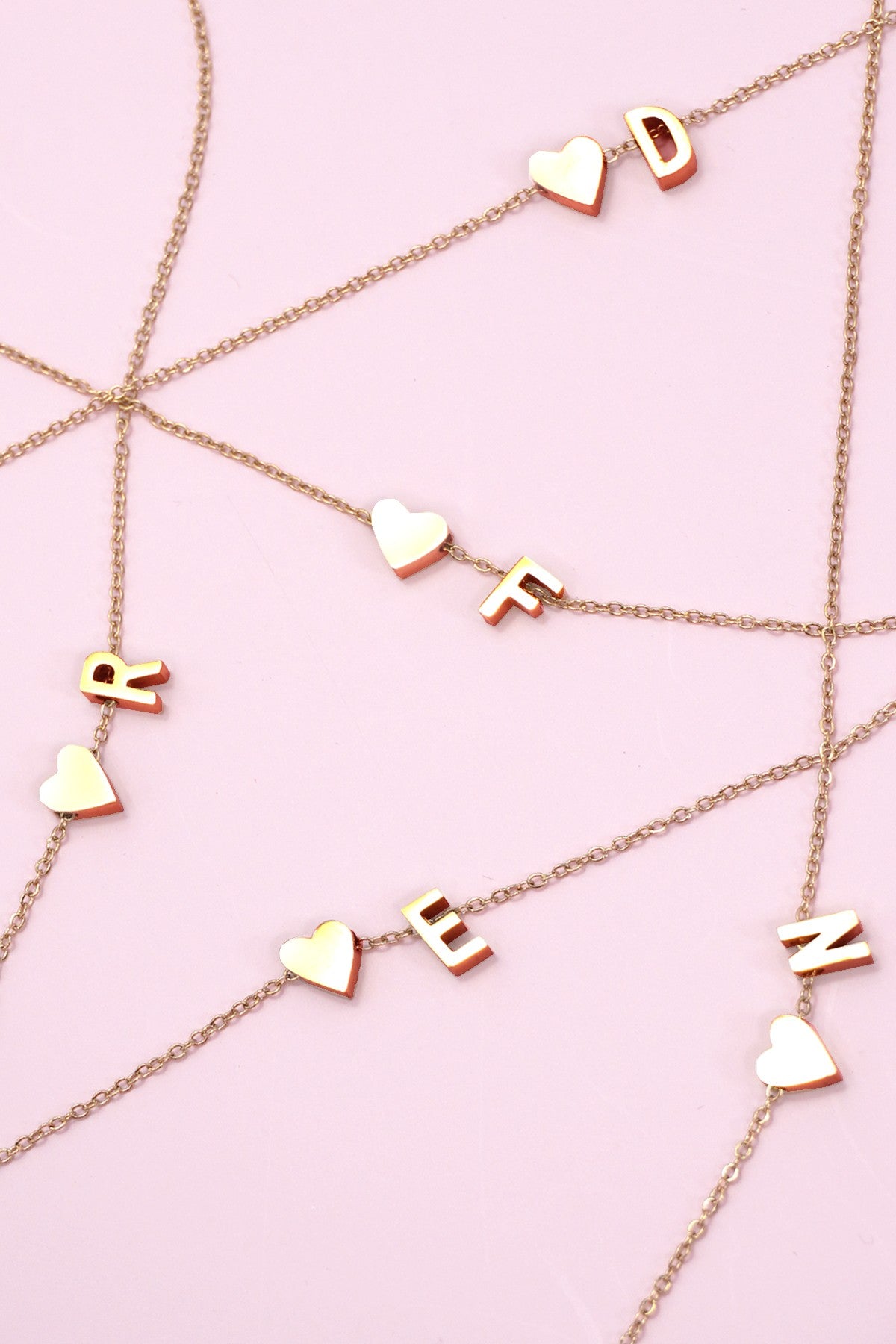 JJTL Floating Heart & Initial Necklace GLD