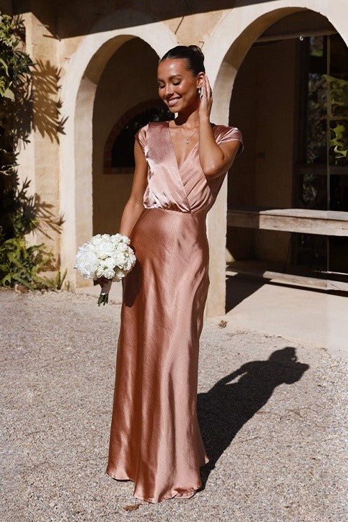 JJTL Emrah V Neck Maxi Dress MAUVE