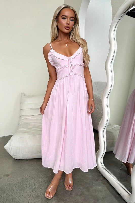 JJTL Sabine Ruffle Trim Maxi Dress PNK