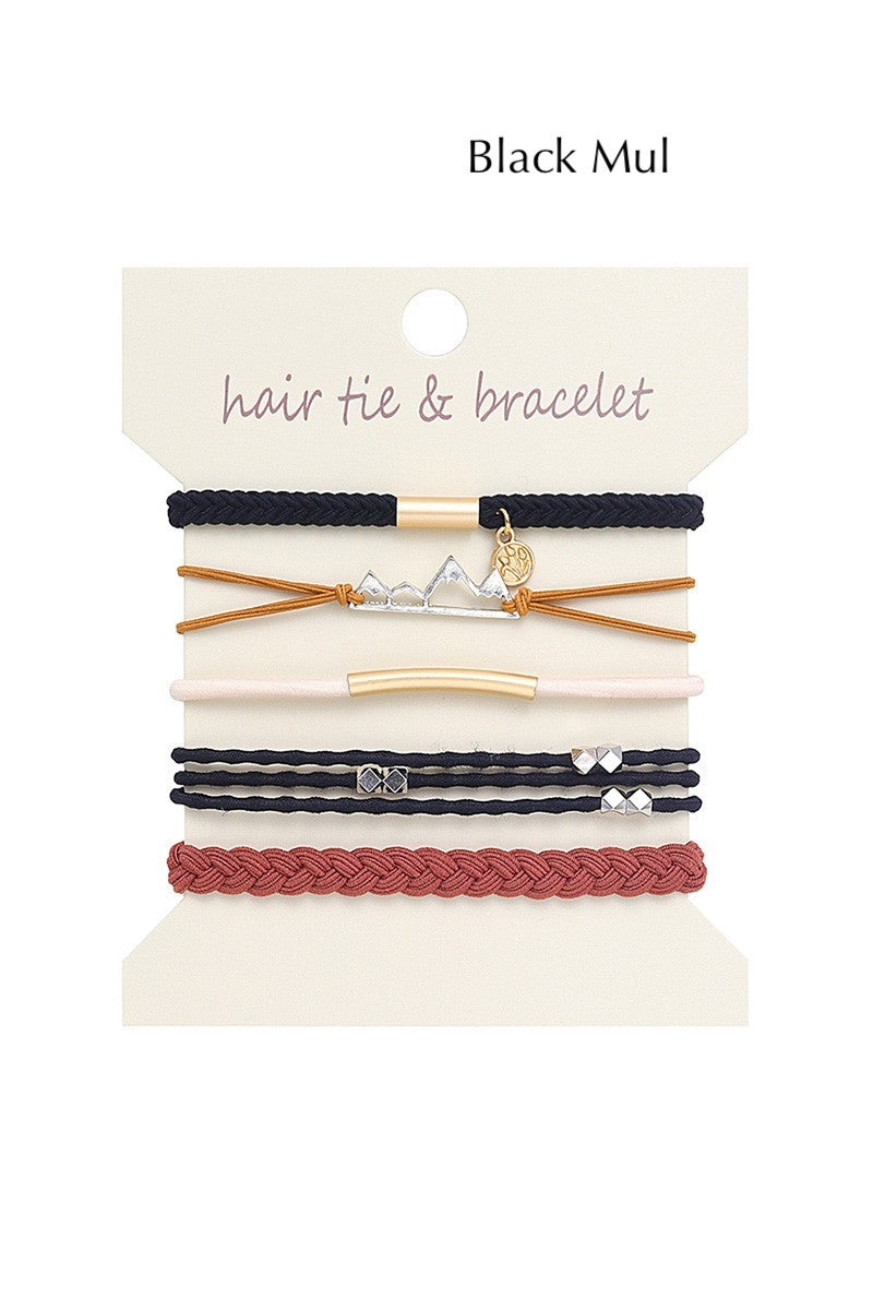 JJTL Boho Metal Hair Tie Bracelet Set