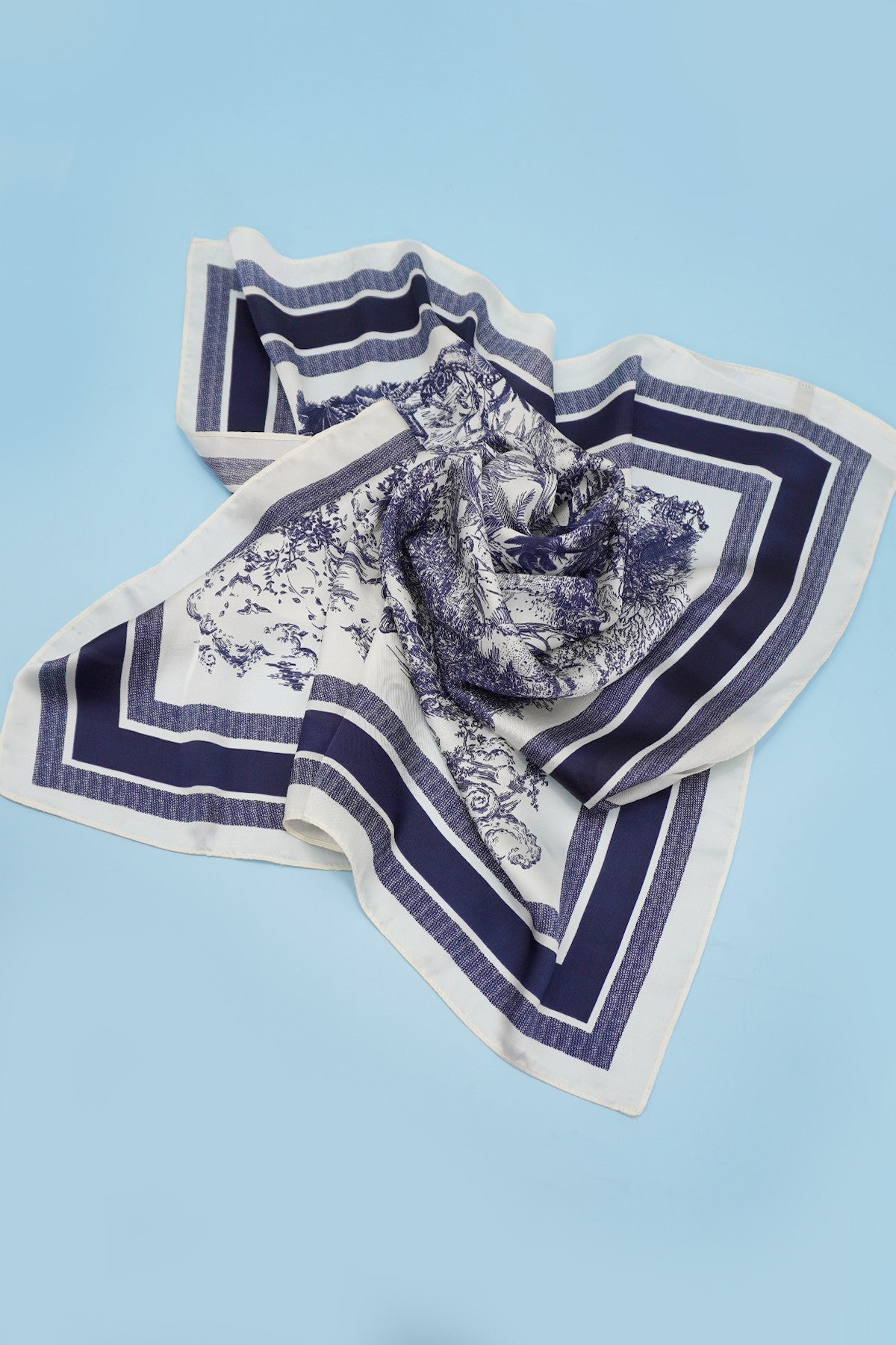 JJTL Floral Toile Bandana Scarf BLU