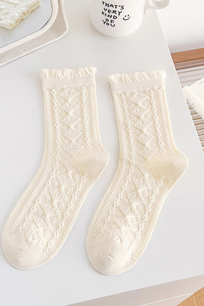 JJTL Lace Slouchy Socks WHT