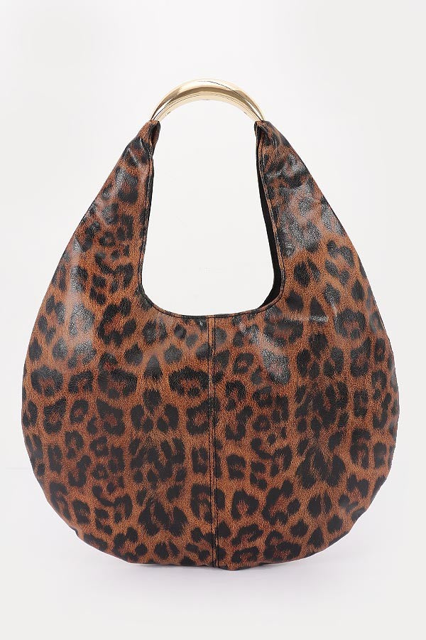 JJTL Claire Faux Leather Hobo Bag LEOPARD