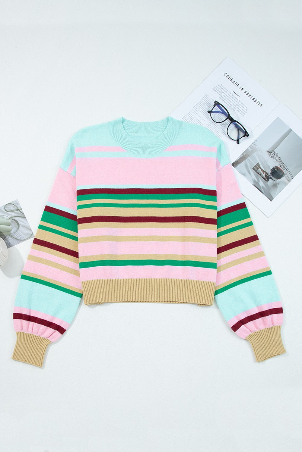 JJTL Found The Warmth Stripe Sweater PNK