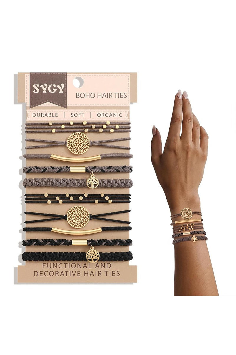 JJTL Metal Tree Of Life Hair Tie Bracelet Set