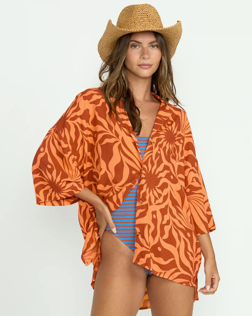 Billabong Beach Side Printed Short Sleeve Top ORG SQUEEZE