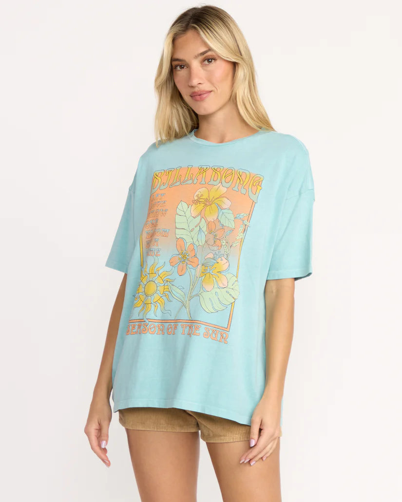 Billabong Daylight Blooms S/S Oversized Tee MISTY BLUE