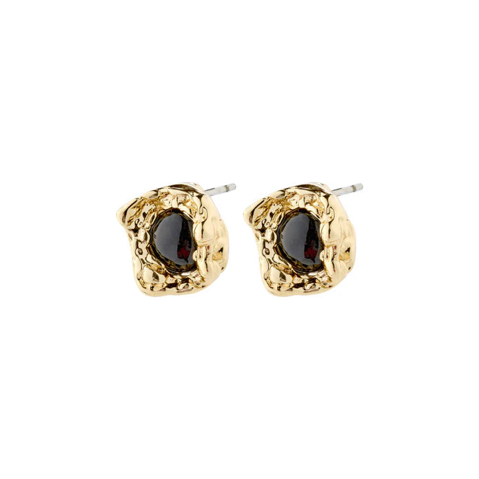 Pilgrim Ryper Stone Stud Earrings BLK/GLD