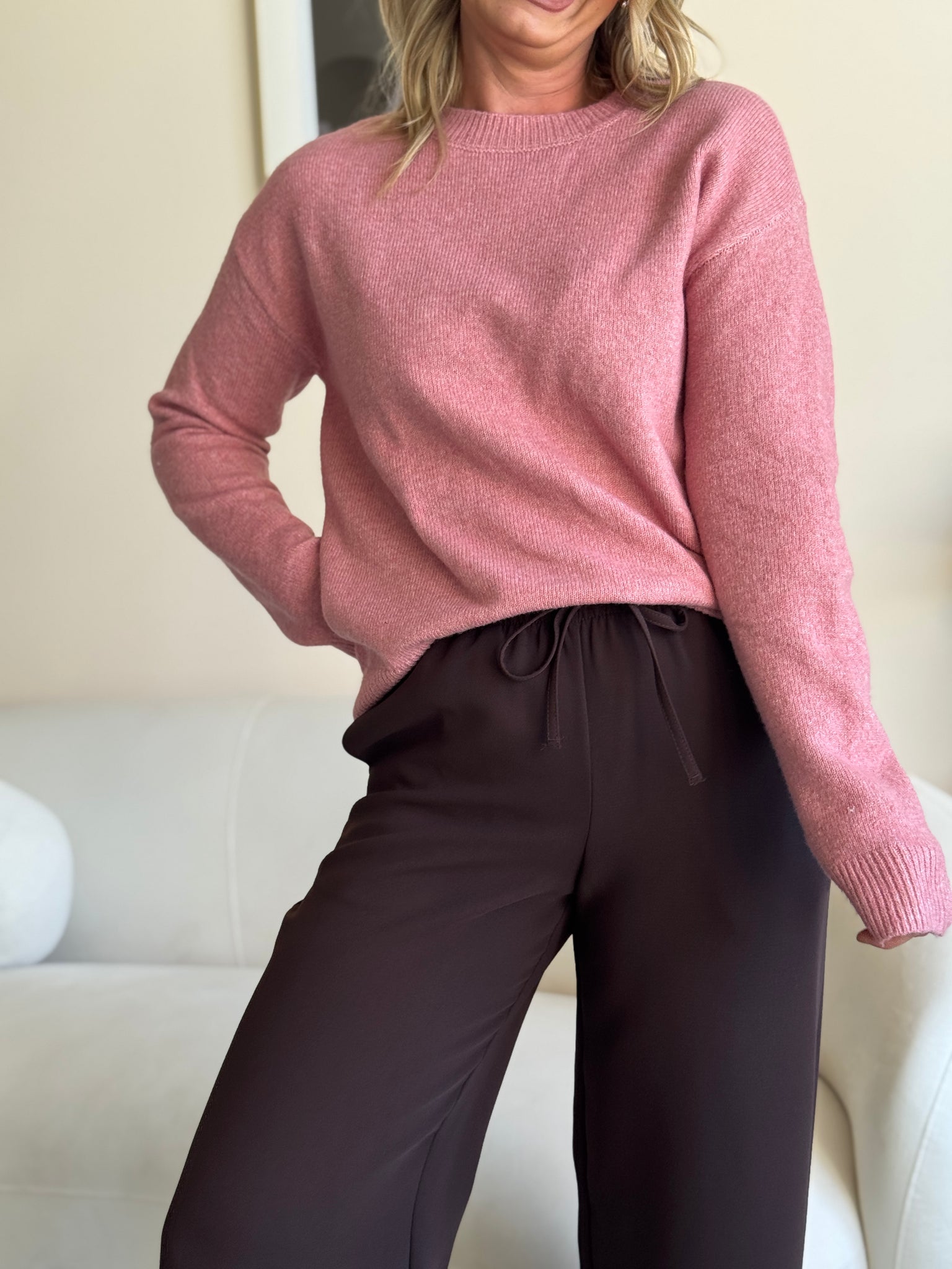 RD Style Hera L/S Crew Neck Sweater ROSE