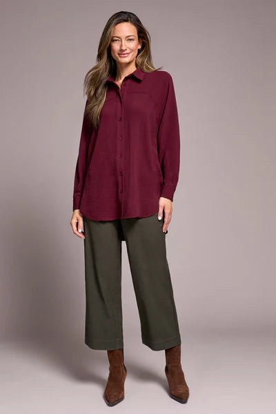 Tribal Flowy Raglan Sleeve Shirt PLUM