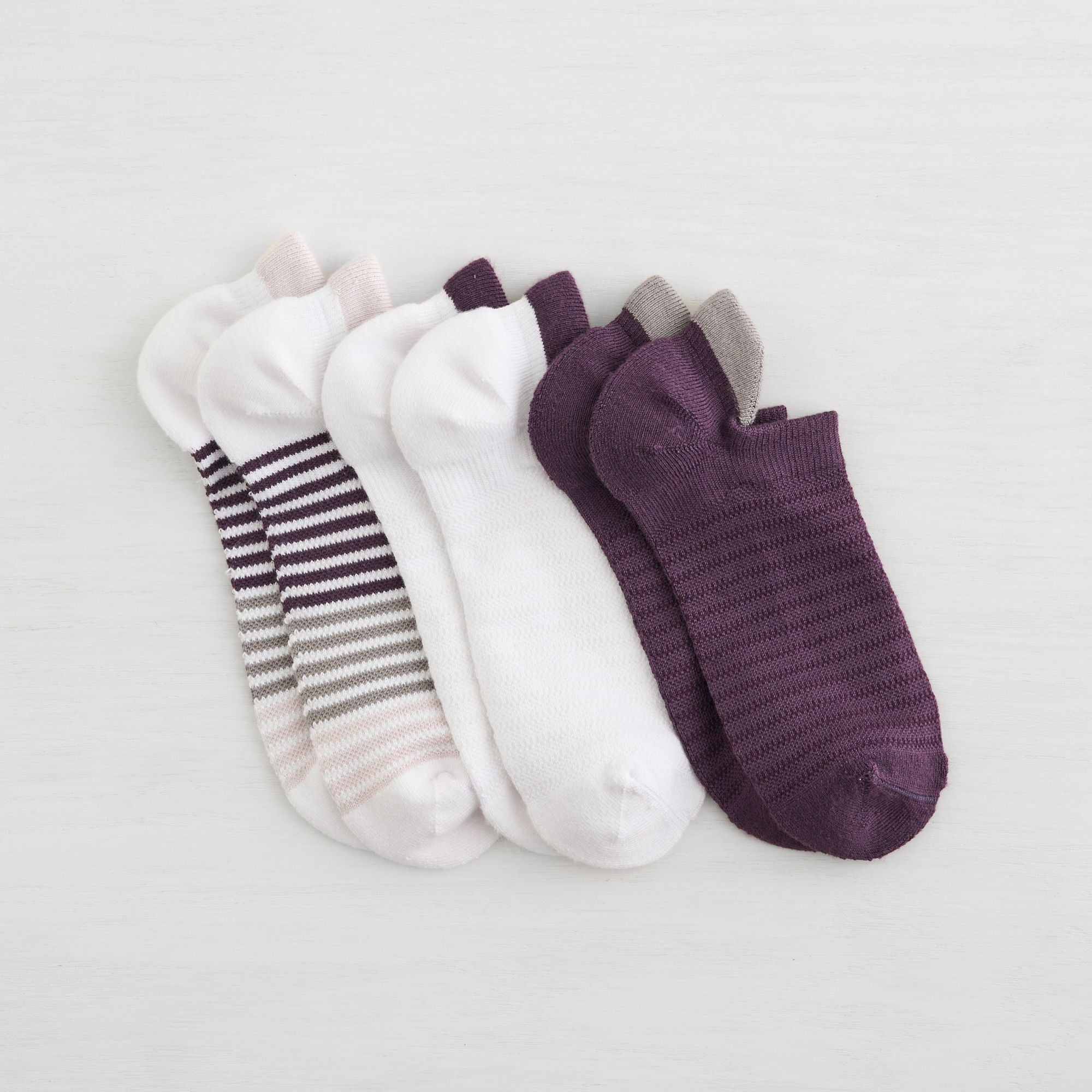 Lemon Powder Heel Tab Low Cut Socks 3 Pack PURPLE