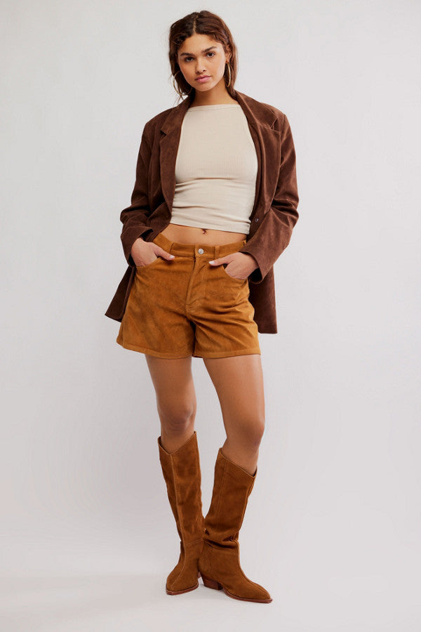 Free People Tippi Vegan Suede Short DRK HONEY