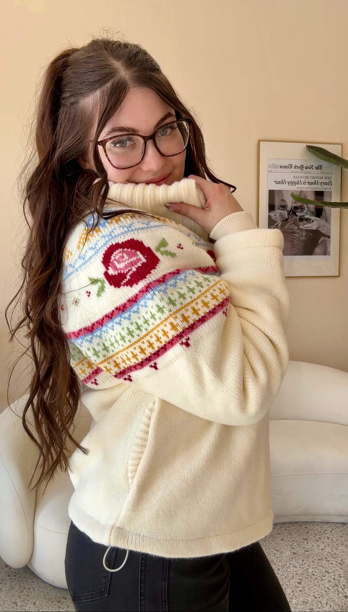 RD Style Rose Zip Front Knit Boxy Jacket SNOW
