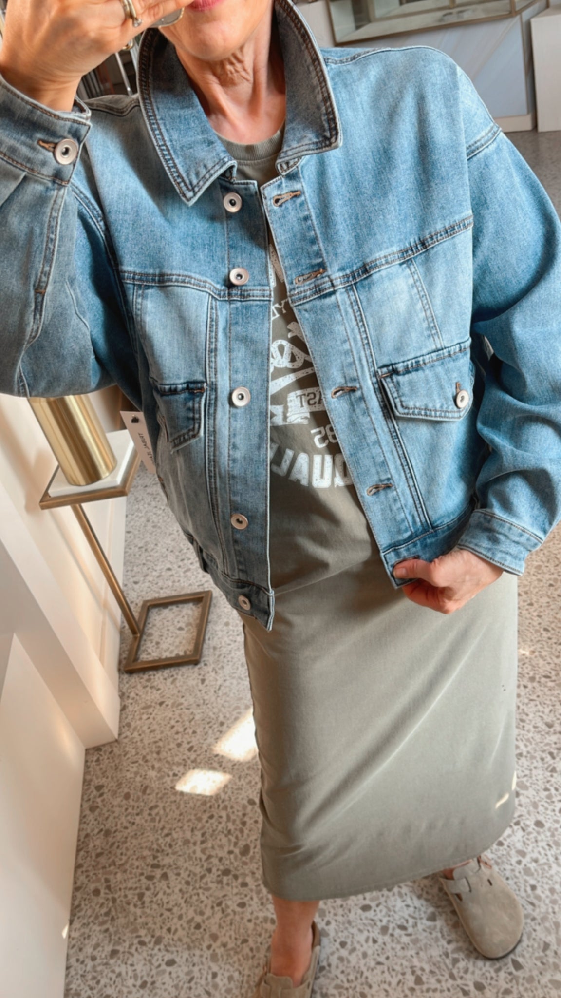 Tribal Classic Drop Shoulder Denim Jacket WASHED BLUE