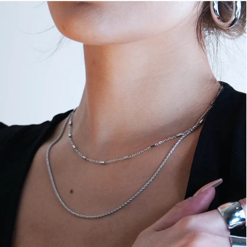 Hackney Nine Adda Double Layer Necklace SIL
