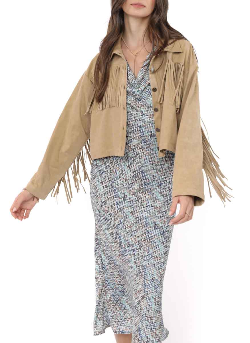 Sadie & Sage Groove Suede Fringe Jacket TAU