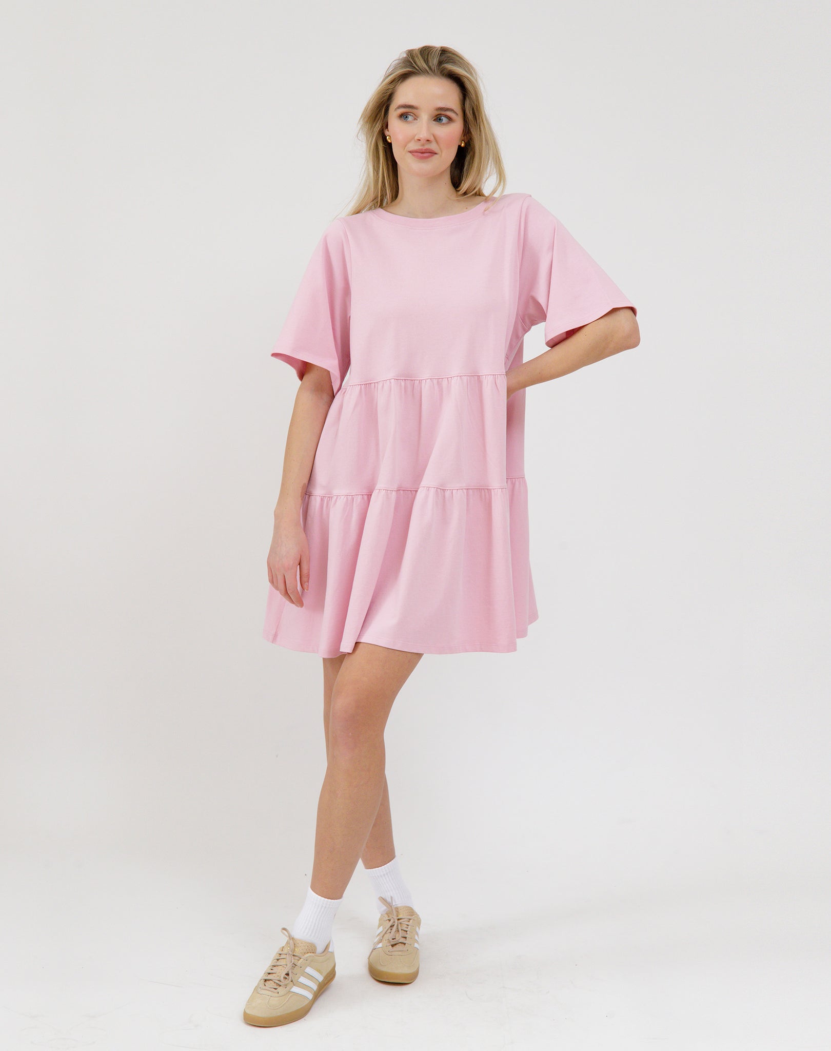 Brunette The Label Bow Back T-shirt Dress PNK