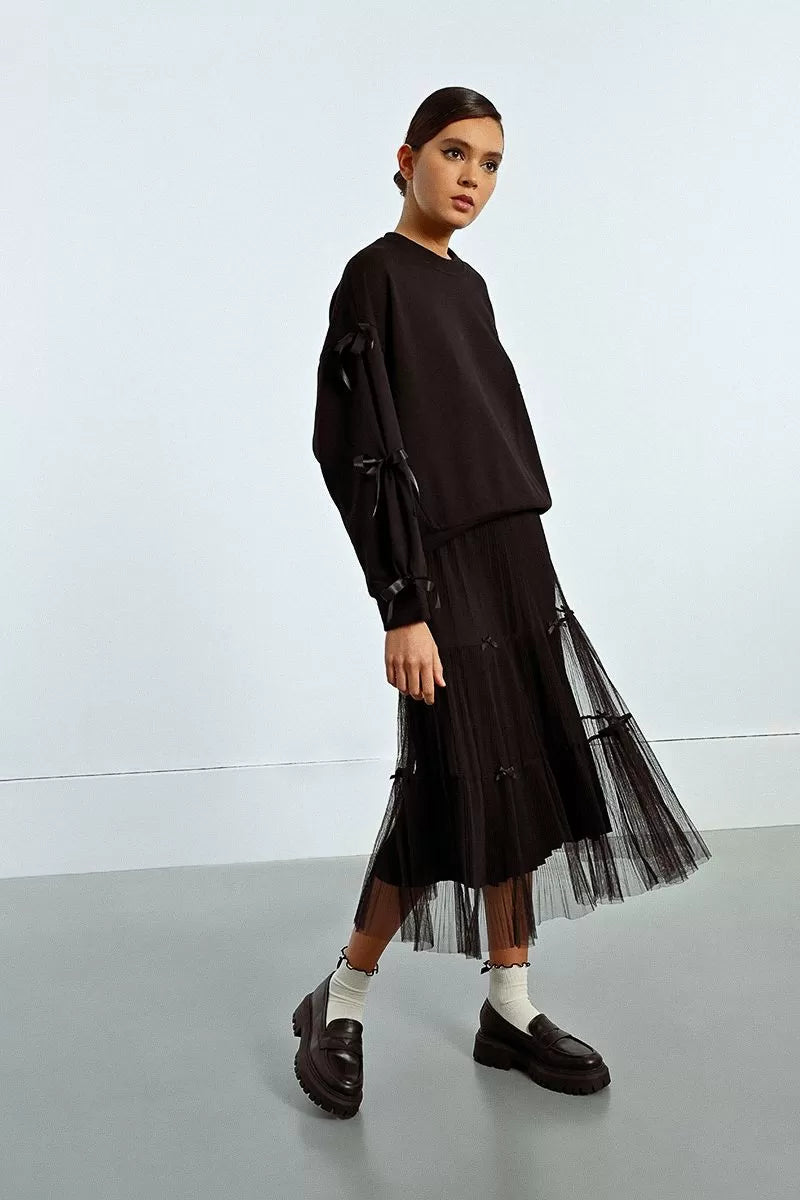 Molly Bracken Tulle Maxi Skirt BLK