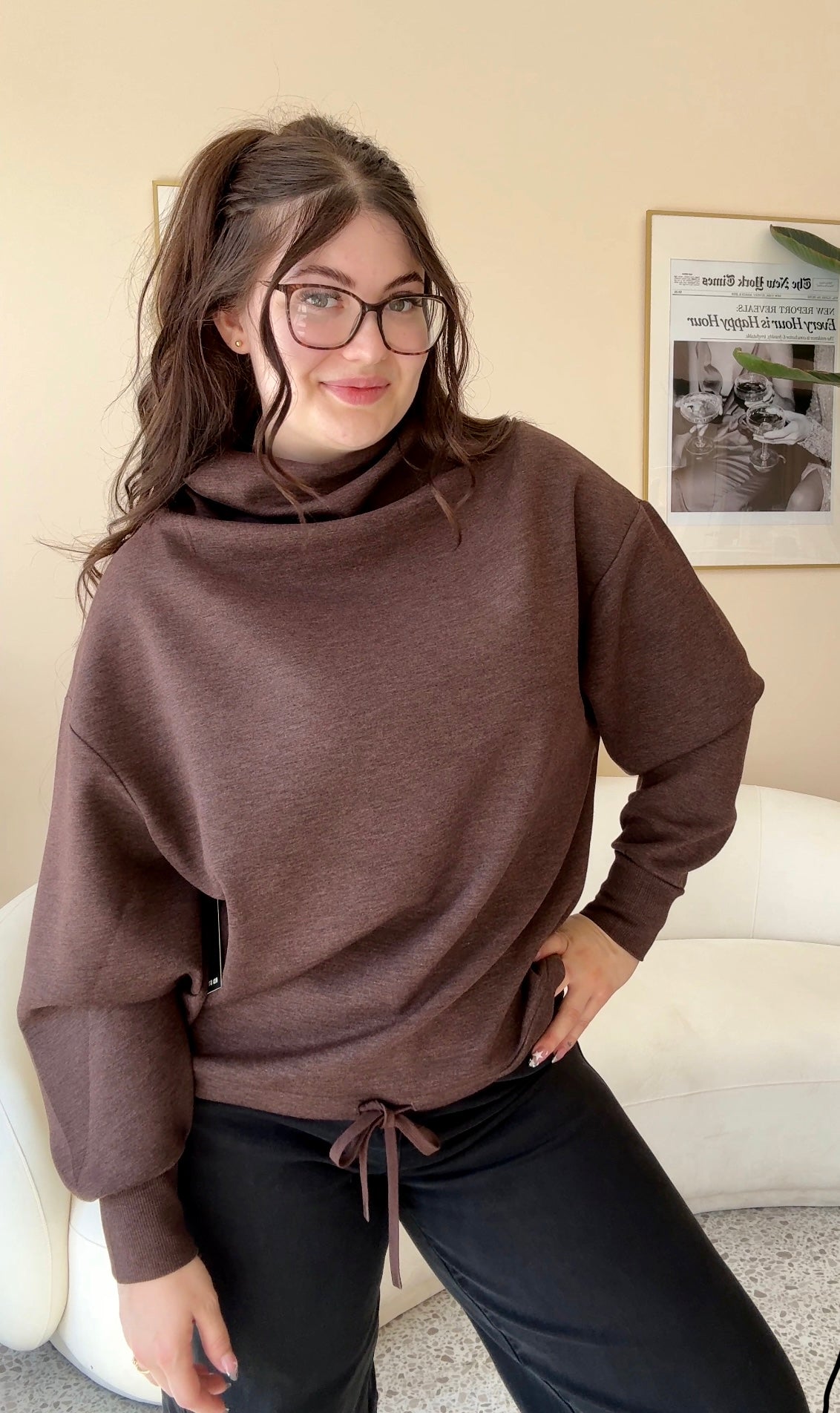 RD Style Morina Soft Knit Funnel Neck UMBER