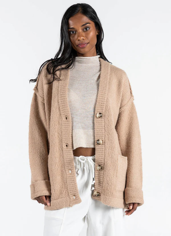 C'est Moi Oversized Button Cardigan LATTE