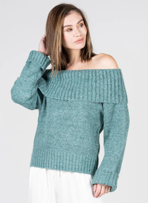 C'est Moi Off Shoulder Sweater SAGE