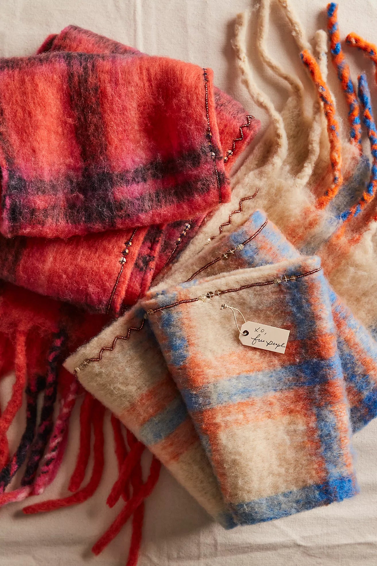 Free People Highland Plaid Scarf PNK