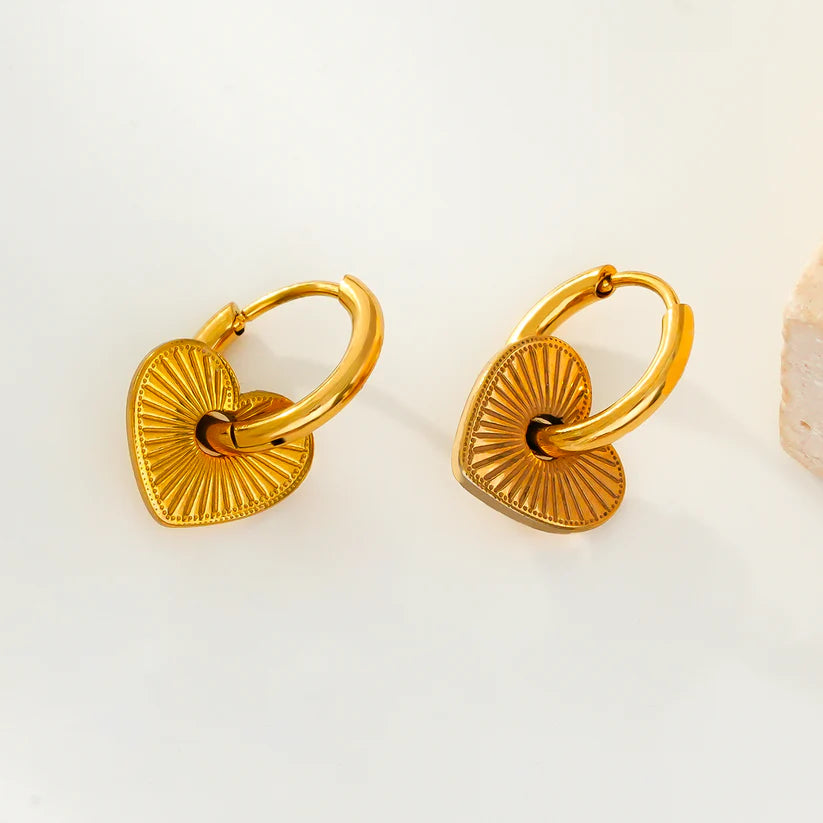 Hackney Nine Endear Heart Charm Hoop GLD