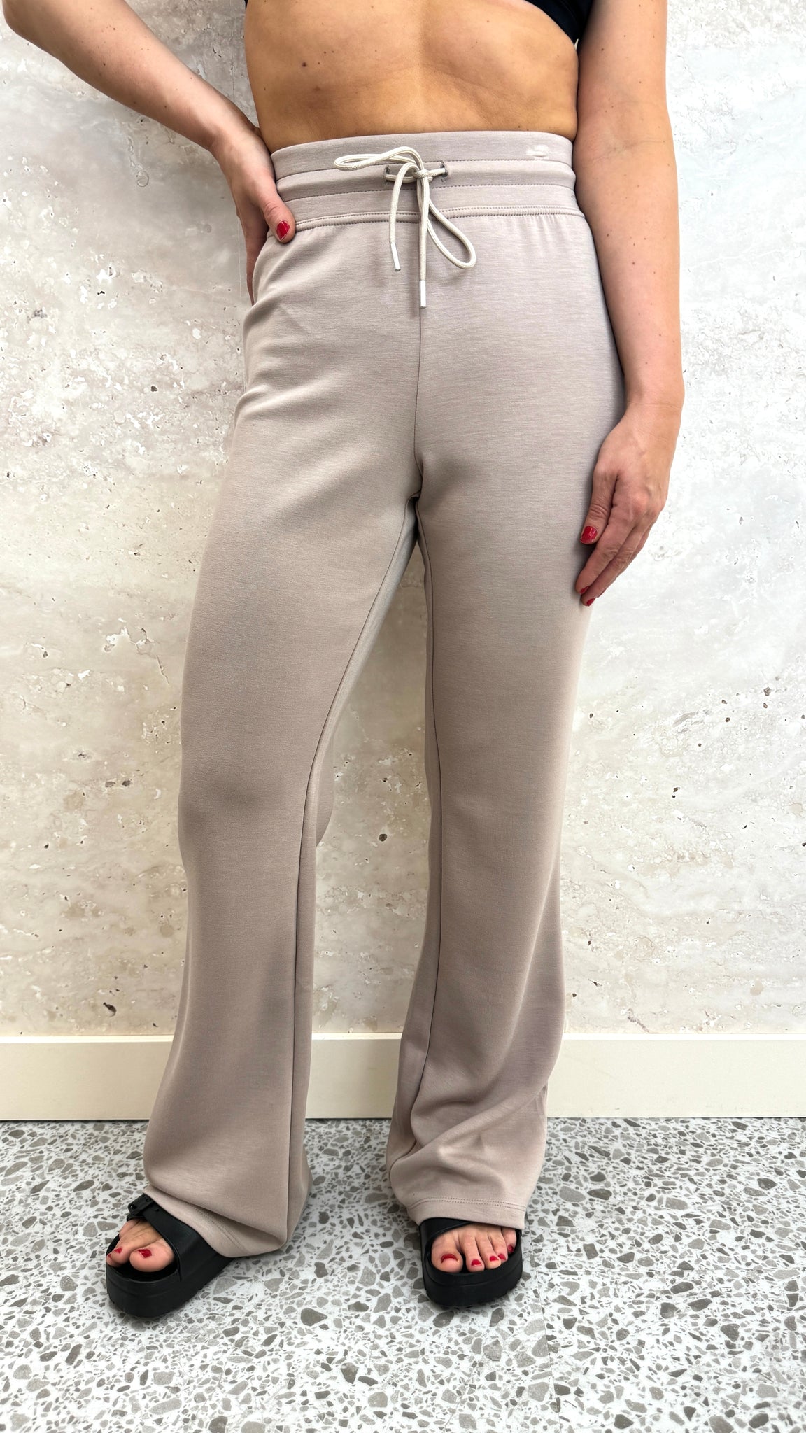 RD Style Florine Soft Scuba Flared Pants TAUPE