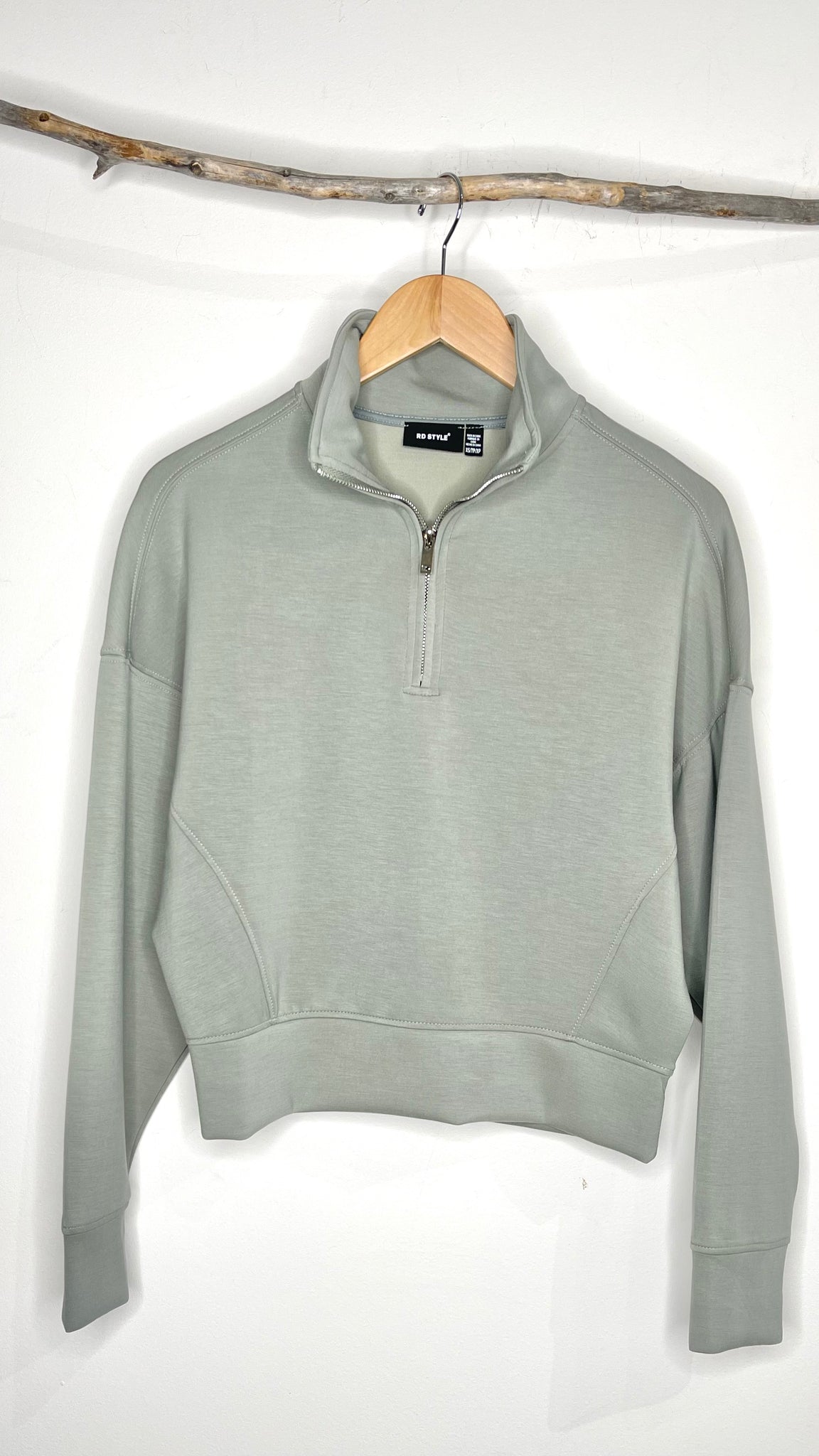 RD Style Marilyn Soft Knit 1/2 Zip SAGE
