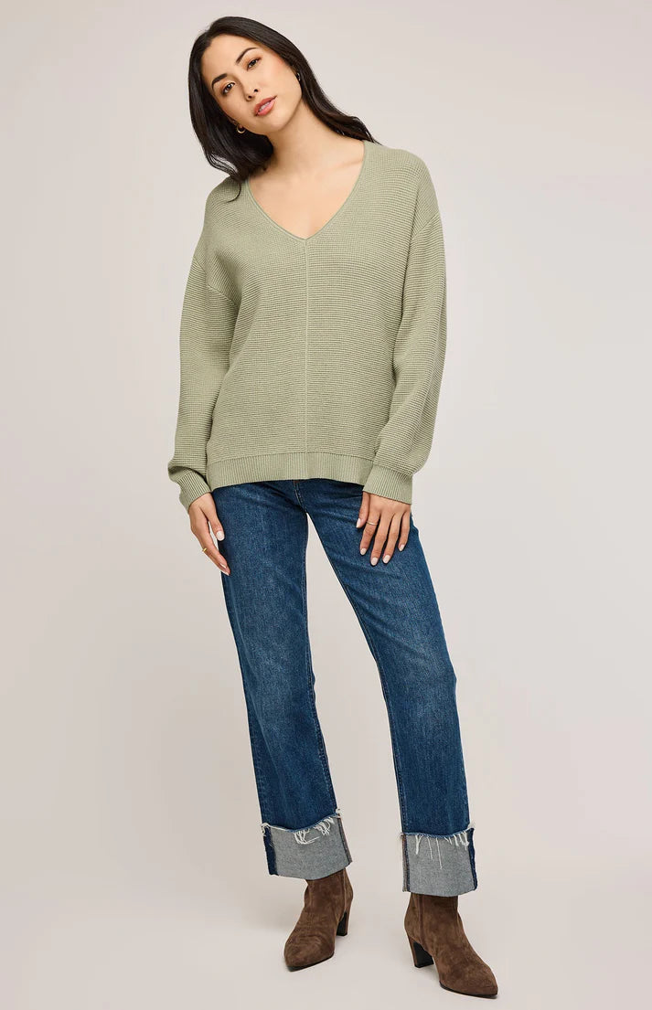 Gentle Fawn Lisbon V-Neck Knit Sweater Cactus