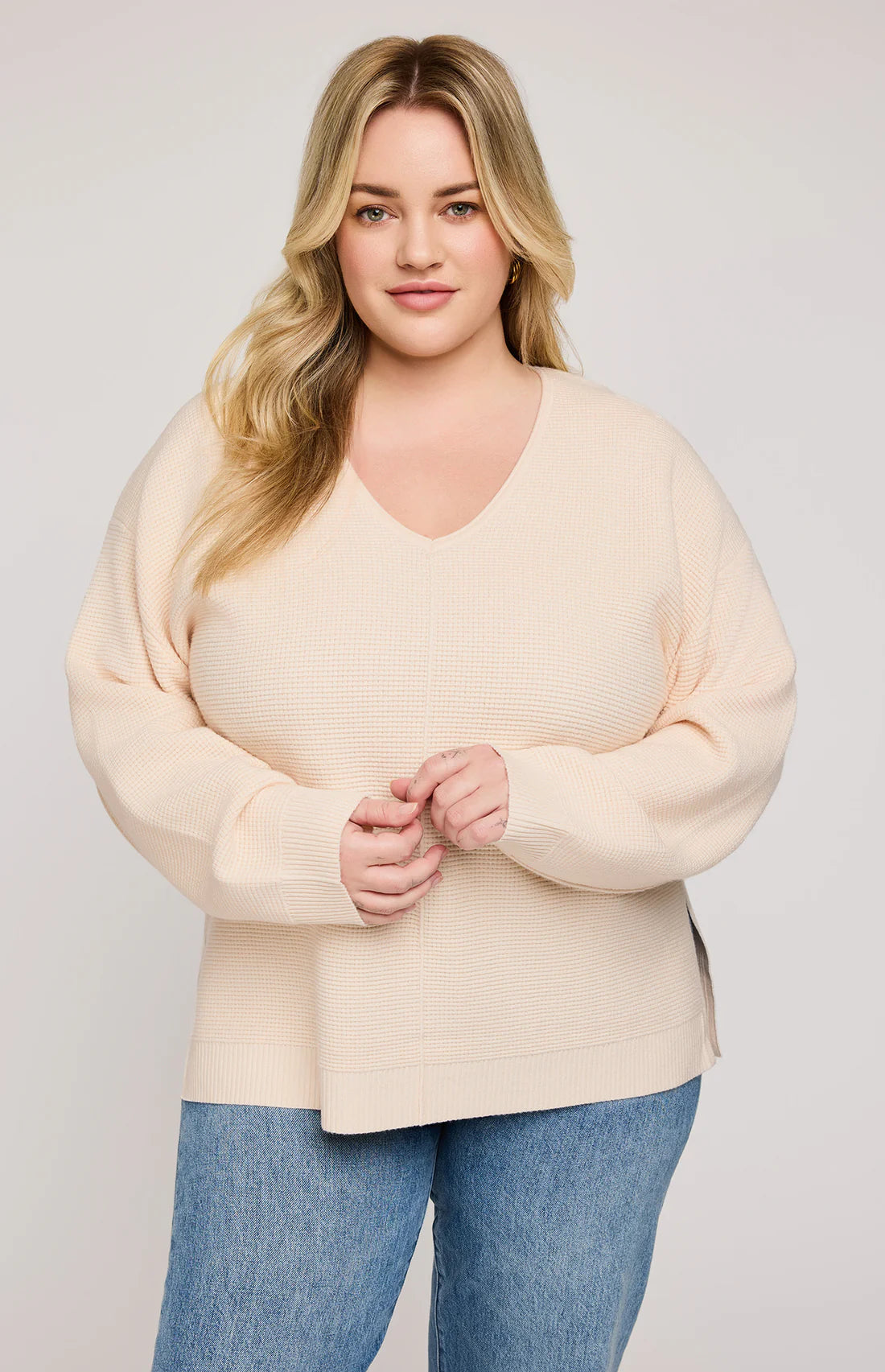 Gentle Fawn Lisbon V-Neck Knit Sweater CREAM