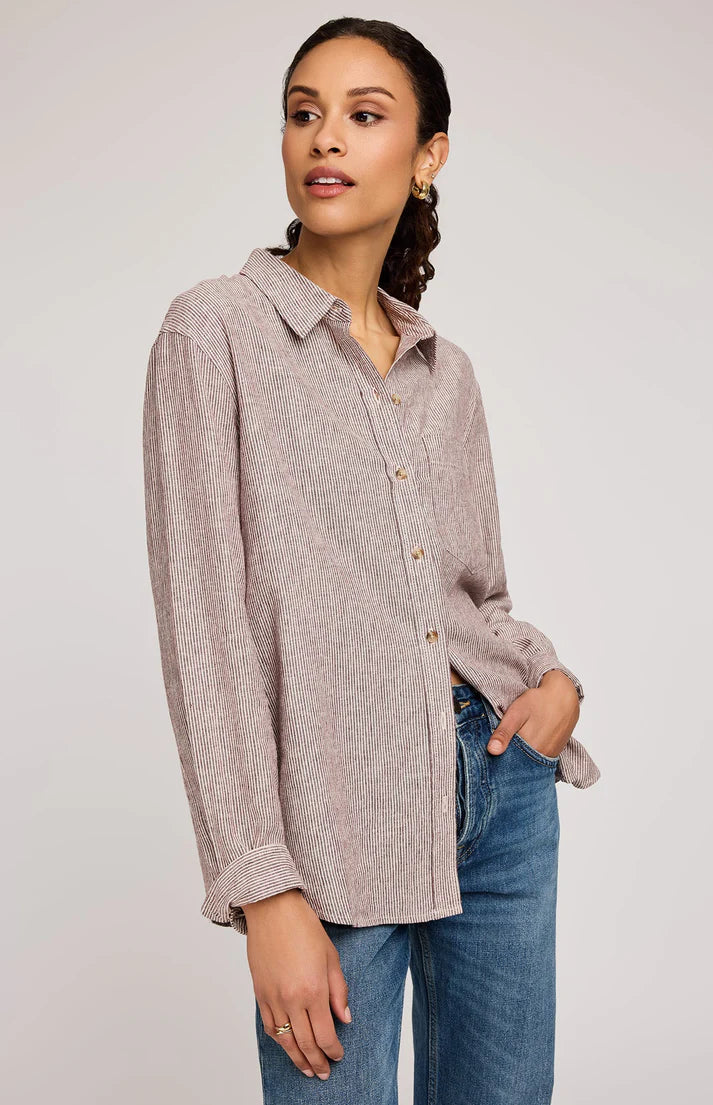Gentle Fawn Arabella Stripe Button Down MERLOT