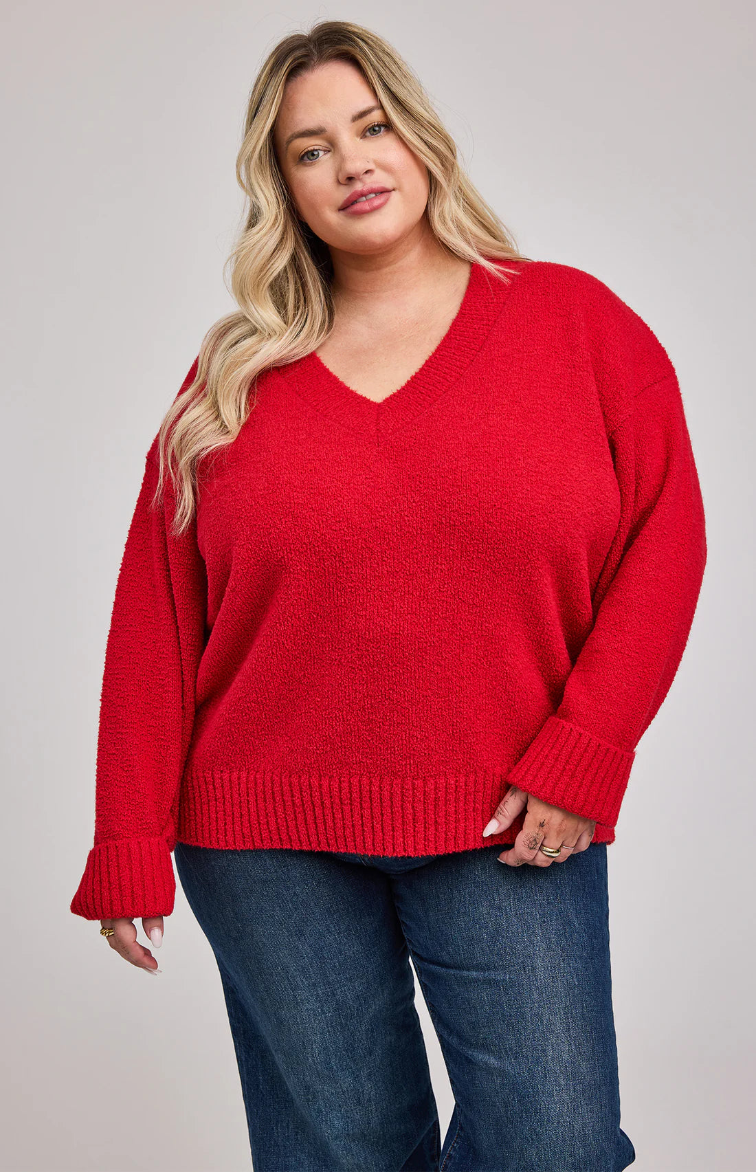 Gentle Fawn Tilda V Neck Sweater RED