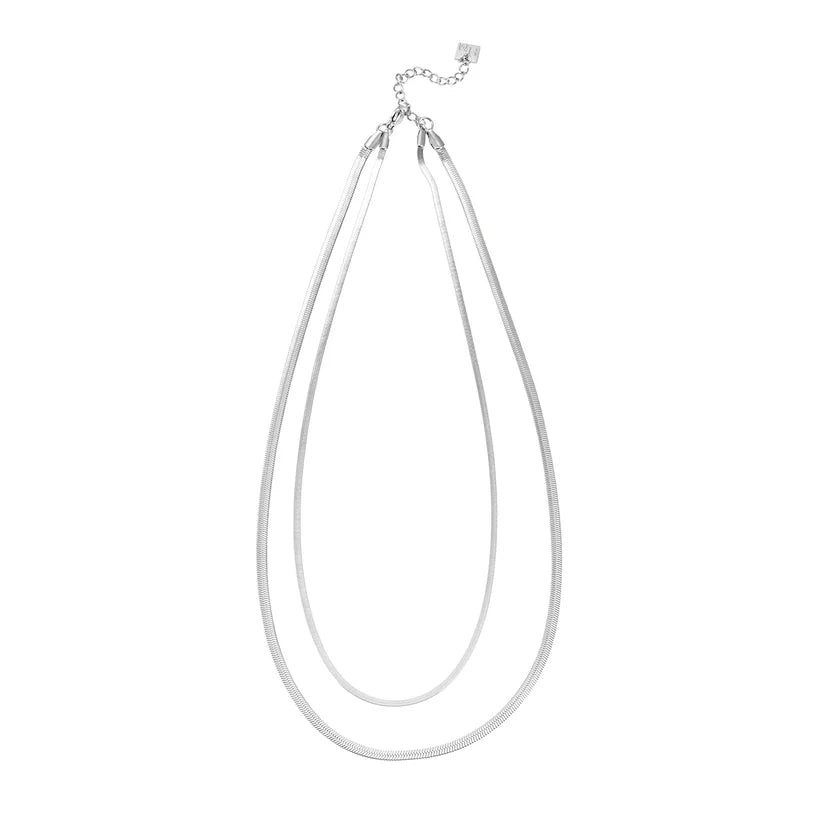 Hackney Nine Ginta Snake 2 Layer Necklace SIL
