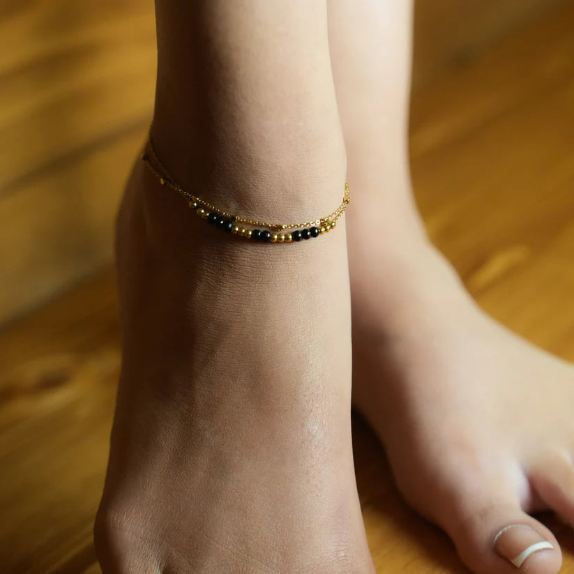 Hackney Nine Hilda 2 In 1 Bead Anklet GLD